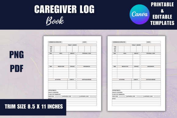 Caregiver Log Book CANVA Editable: Streamline Your Daily Routine