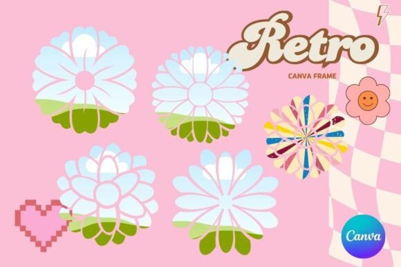 Retro Flower Canva Frame: Add Photos with Vintage Style